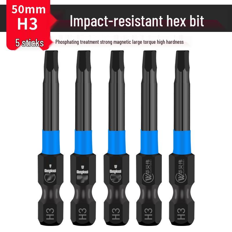 Extended S2 Air Pneumatic Screwdriver Hex Bit Set - Strong Magnetic, Super Hard, Non-slip