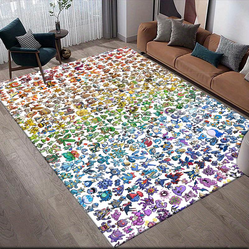 Pokemon Collection Square Area Rug, Non-Slip Floor Mat for Living Room, Perfect Gift for Fans.chl