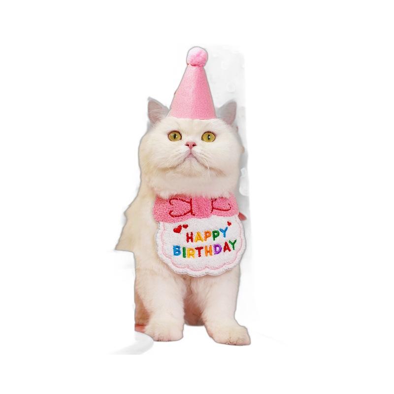 Pet Ins Wind Birthday Saliva Towel Cat Bib Scarf Dog Cat Hat