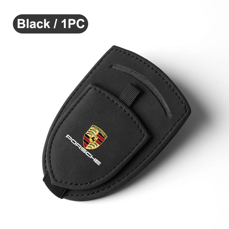 KSRQ6 Car Sun Visor Glasses Clip Card Storage Holder For Porsche Panamera Cayenne Taycan Boxster 911 Carrera-GT 928 944 918-Spyder 718
