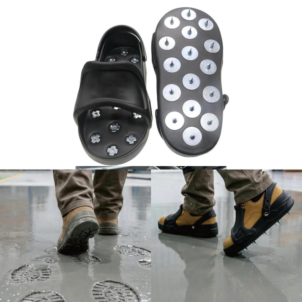 Low-Arch Studded Floor Shoes with Heel Strap Slip-Resistant Work