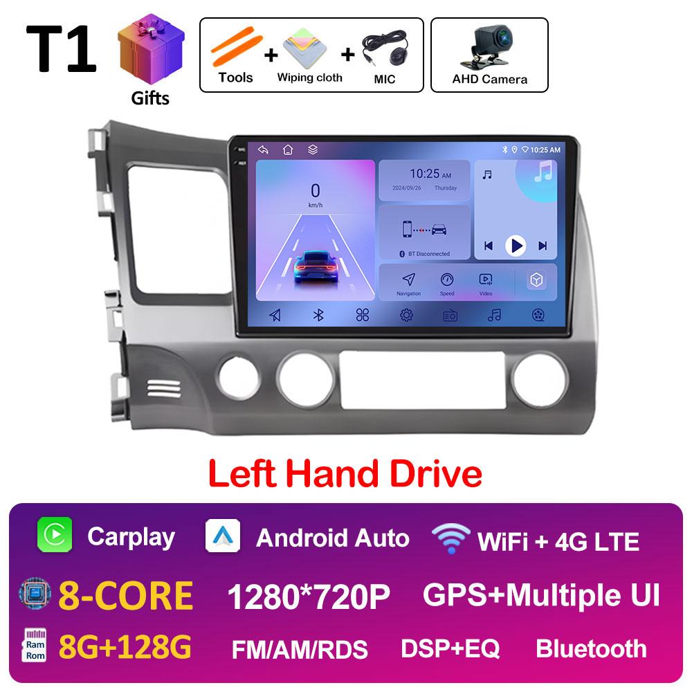 Android Auto Wireless Carplay For Honda Civic 8 2005 2006 2007 2008 - 2012 Car Multimedia Video Radio Player GPS Navigation WIFI