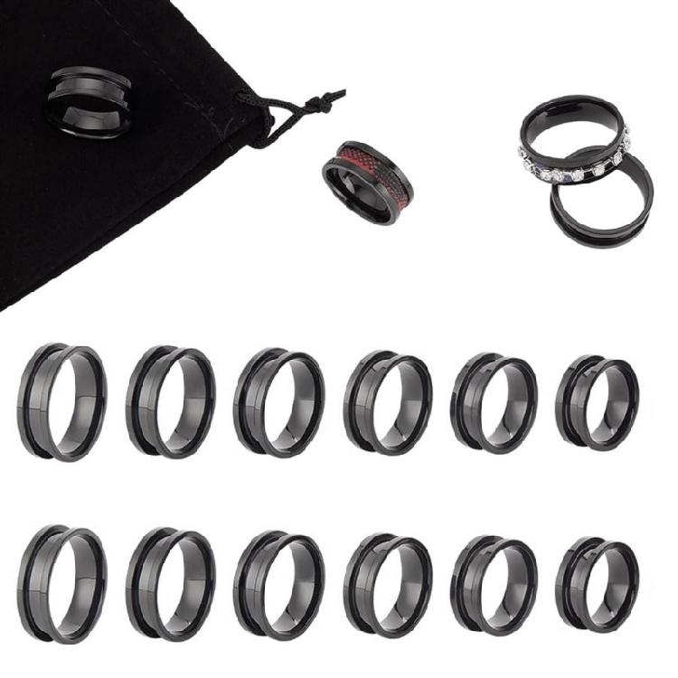 Set of 6 Grooved Finger Rings Fashionable Empty Rings DIY Rings Material