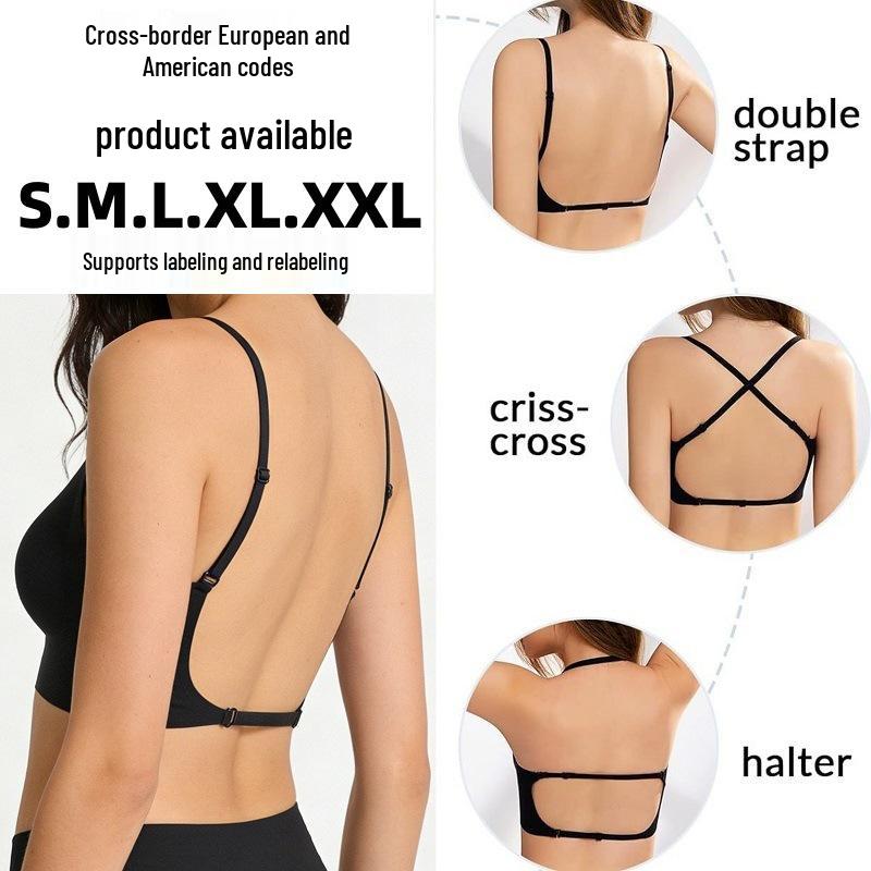 8-Color Seamless Backless U-Shaped Halter Bra for Women