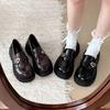 Black French retro thick heel platform small leather shoes women's 2025 new autumn and winter British style one-pedal loafers