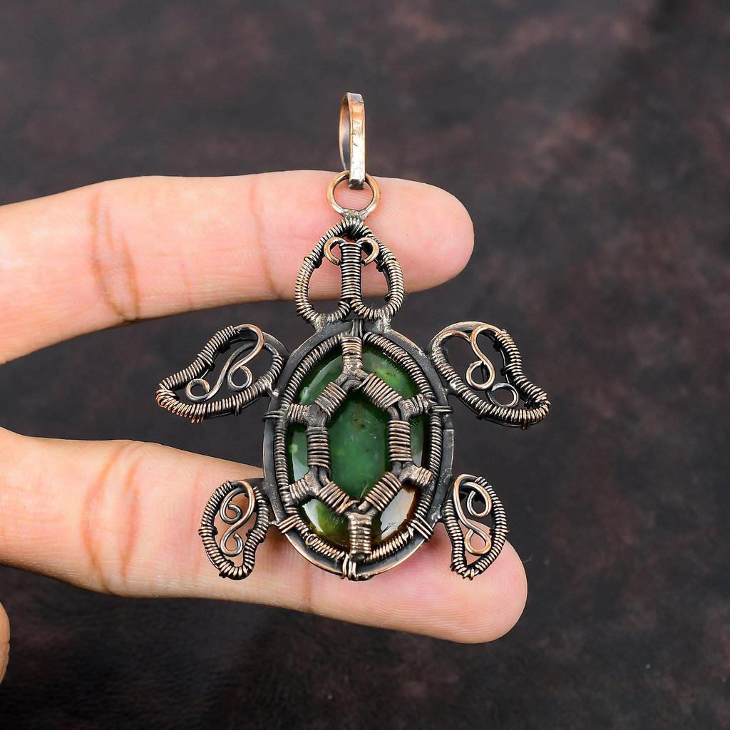 Boulder Chrysoprase Pendant Copper Wire Wrapped Pendant Handmade Jewelry Tortoise Gemstone Pendant Copper Jewelry Women Pendant Gift For Mom