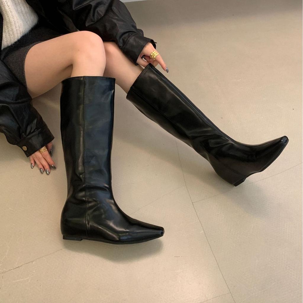2025 Autumn and Winter New Square Head High Tube Inner Slope Heel Thin Boots But Knee Knight Women's Boots
