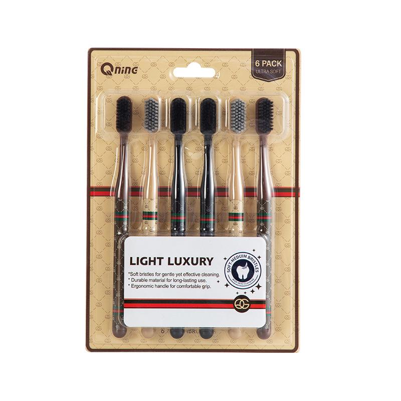 Bestselling Luxurious Adult Toothbrush Set - Soft, Medium Bristles, Wide Head, 6 Pieces.
