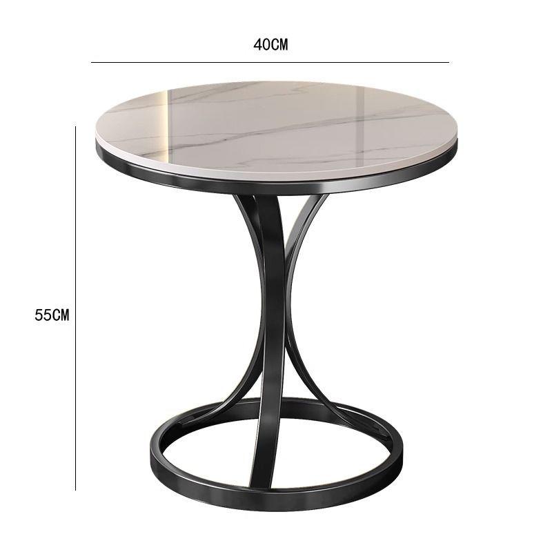 Elegant Sintered Stone Side Table - Marble Look, Small & Movable for Living Room or Balcony