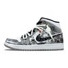 Air Jordan 1 Cushioning Mid Top Vintage Basketball Shoes Men's Black White 554724-092(Team252-)