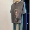 Spring and Summer Personalized Street Printed Cotton T-shirt for Women Korean Style Age-reducing Short-sleeved Round Neck