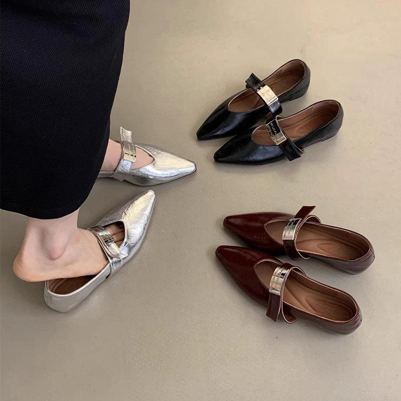 Inner height increase pointed single shoes women's spring and autumn new Korean version of French temperament fairy platform silver Mary Jane small l