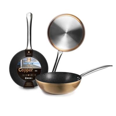 IBILI - Honda Natura Copper Frying Pan, 24 Cm, Aluminum, Stone-style Non-stick, Induction Compatible
