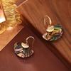 Iridescent Abalone Shell Fan Pendant Necklace with Clavicle Chain and Trendy Niche Earrings