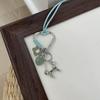Heart Flower Cotton Rope Necklace - Natural Stone Pendant, Sweater Chain, Light Luxury Design, Versatile Neckwear