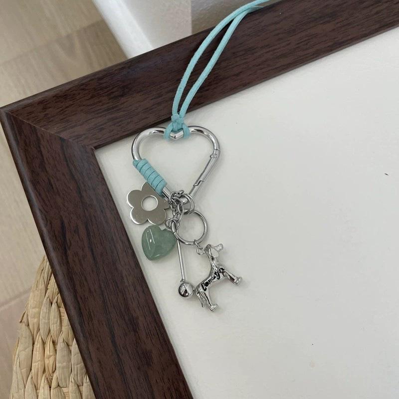 Heart Flower Cotton Rope Necklace - Natural Stone Pendant, Sweater Chain, Light Luxury Design, Versatile Neckwear