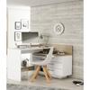 Corner Desk with 3 Drawers - Oak and White Decor - L 128.5 X D 105.7 X H 83.2 Cm - THALES