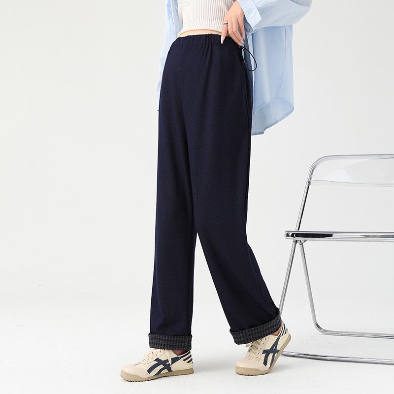 Spring 2026 Maternity Wide-Leg Pants: Casual Loose Nine-Point Straight-Leg, No Belly Support, Patchwork Design. M