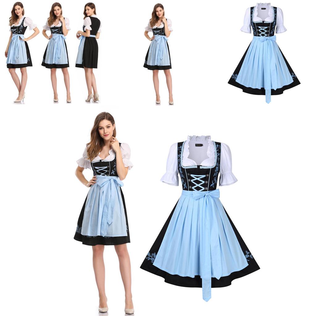 Elegant Women Traditional Floral Dirndl Dress Set For Oktoberfest Celebrations