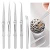 5Pcs Stainless Steel Precision Tweezers Anti-static Design Curved/Straight/Flat Tweezers Professional Crafts Electronic Tweezers