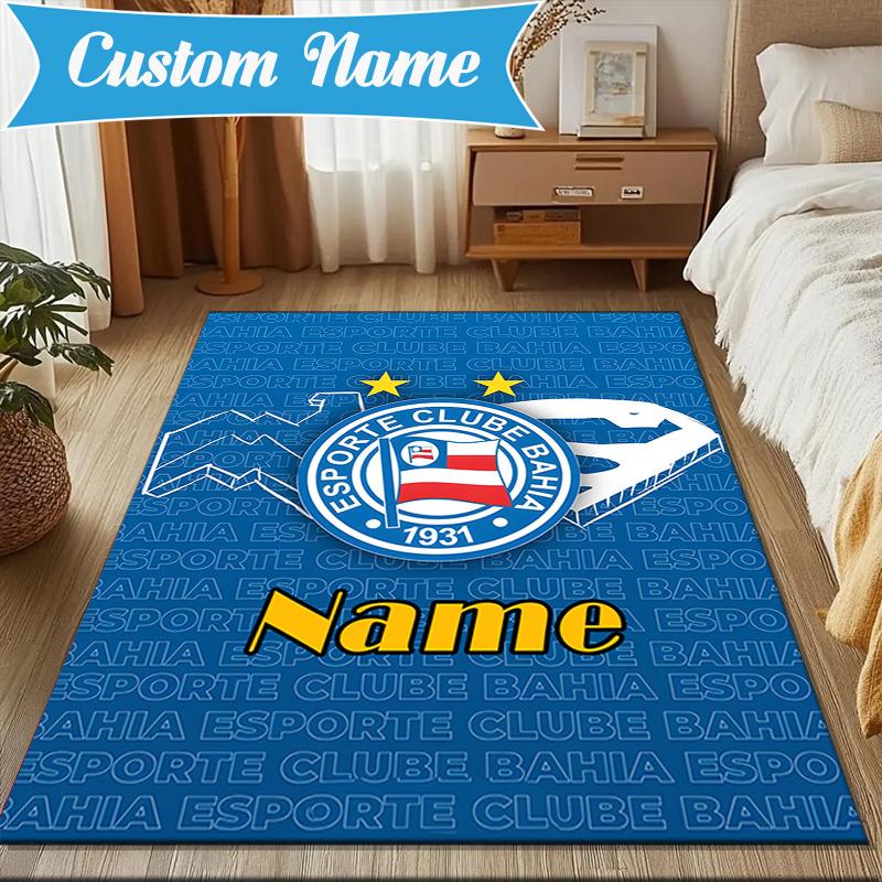 Custom Name Esporte Clube Bahia Crest Rug Game Carpet, Floor Mat for Bedroom Living Room Entryway Rug, Home Decor Idea Gift for Christmas birthday