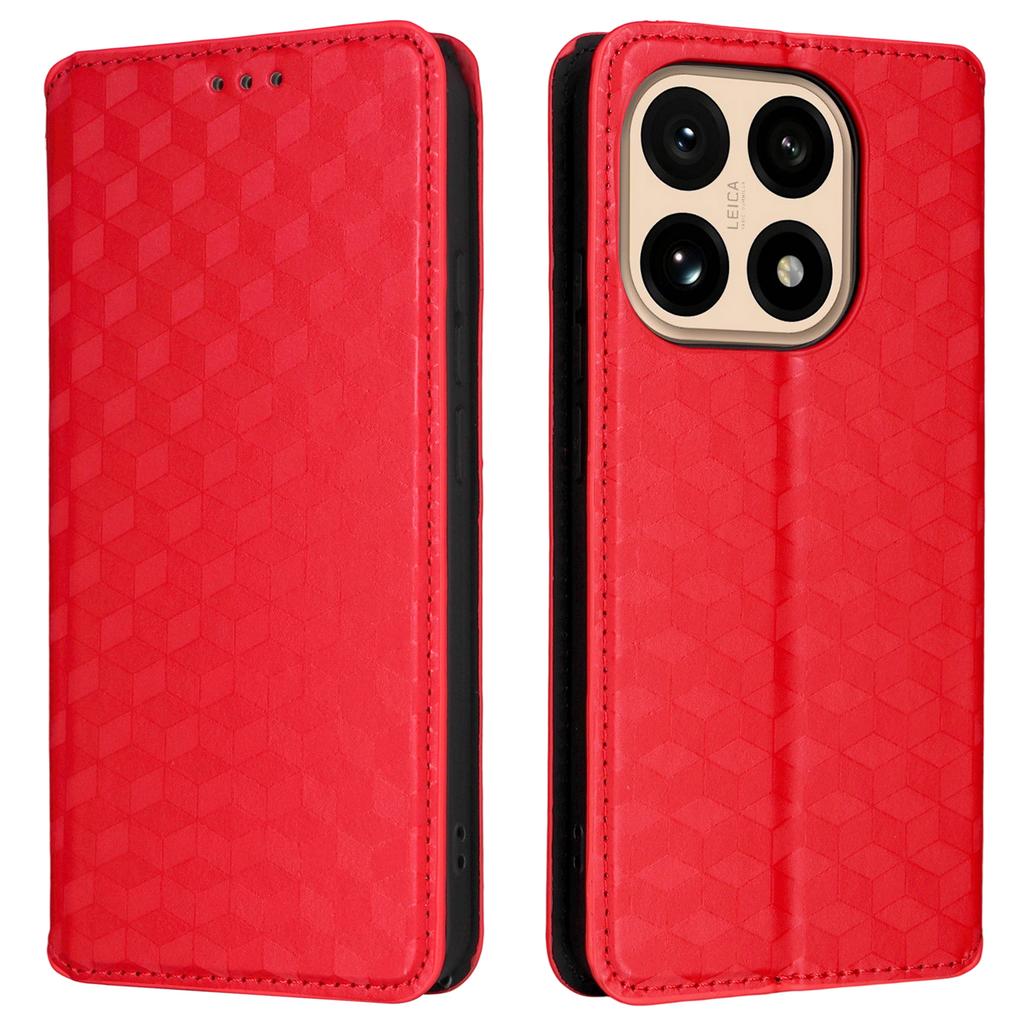 For Xiaomi 15T Case Wallet Rhombus Imprinted Leather Phone Cover