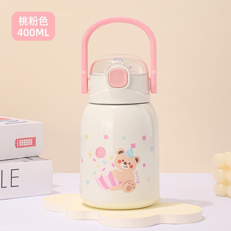 111 stainless steel children's thermos cup large capacity girl high value student straw cup cartoon carrying pot water cup