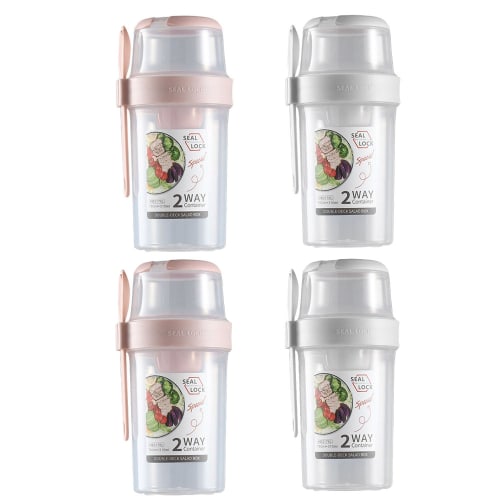

TAMOSH Leakproof Overnight Oats Containers with Lids - Yogurt Containers with Lids - Mason Jar Stackable Design, 4-Pack, Durable