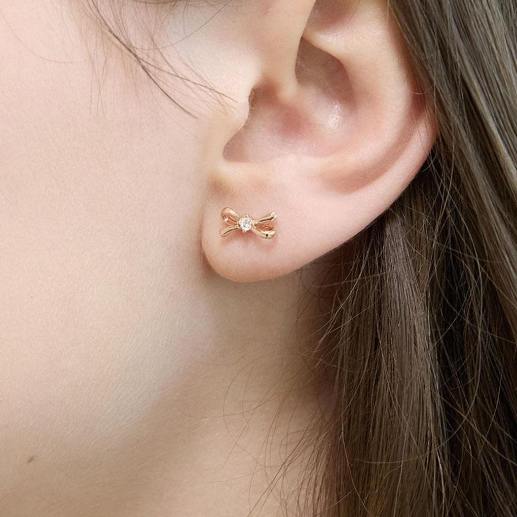 [LsSHOP] 14K Cardo Ribbon Earrings (Gold Plated)_LJ5133BRE