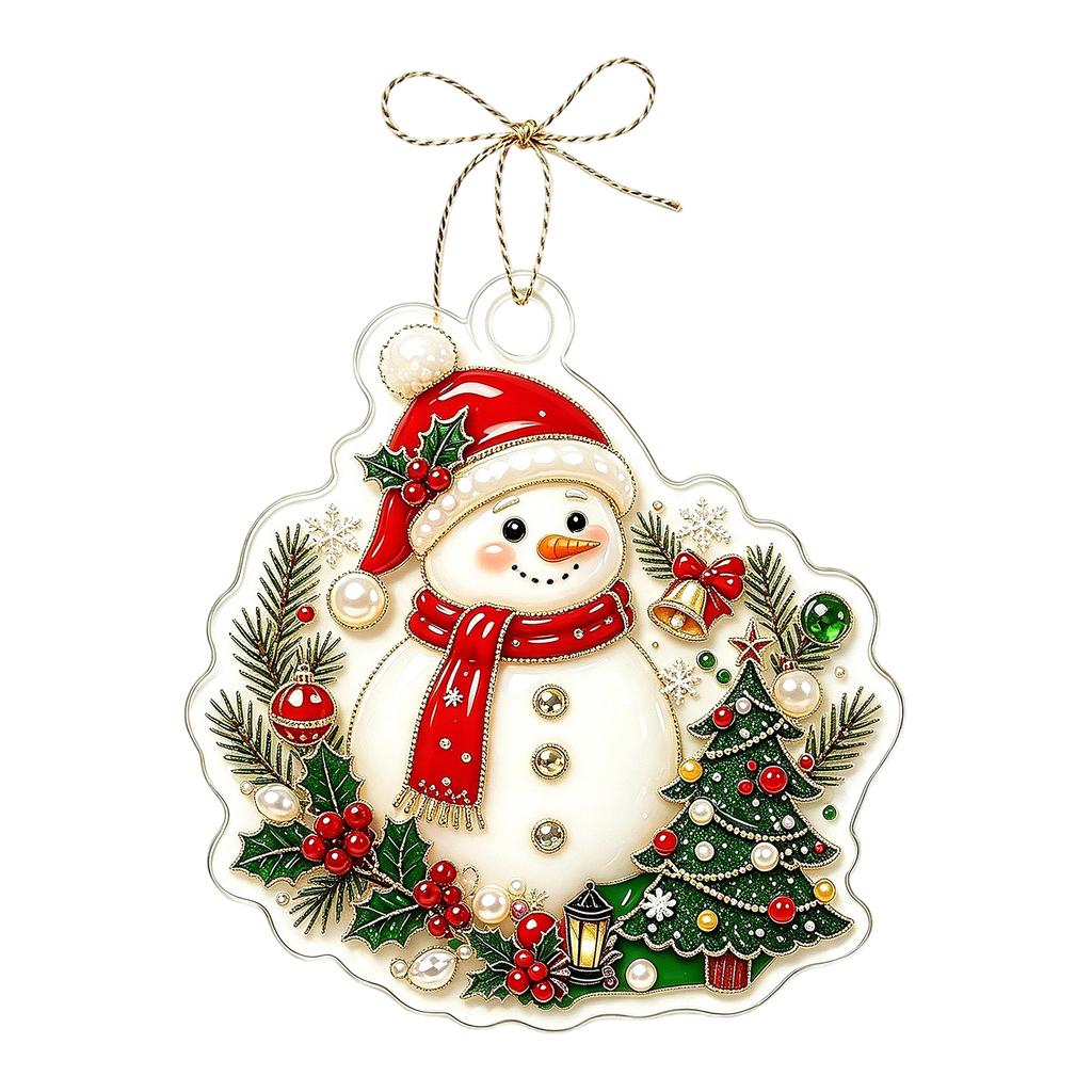 2D Acrylic Christmas Hanging Ornament for Holiday Tree, Window, Wall and Home Decor