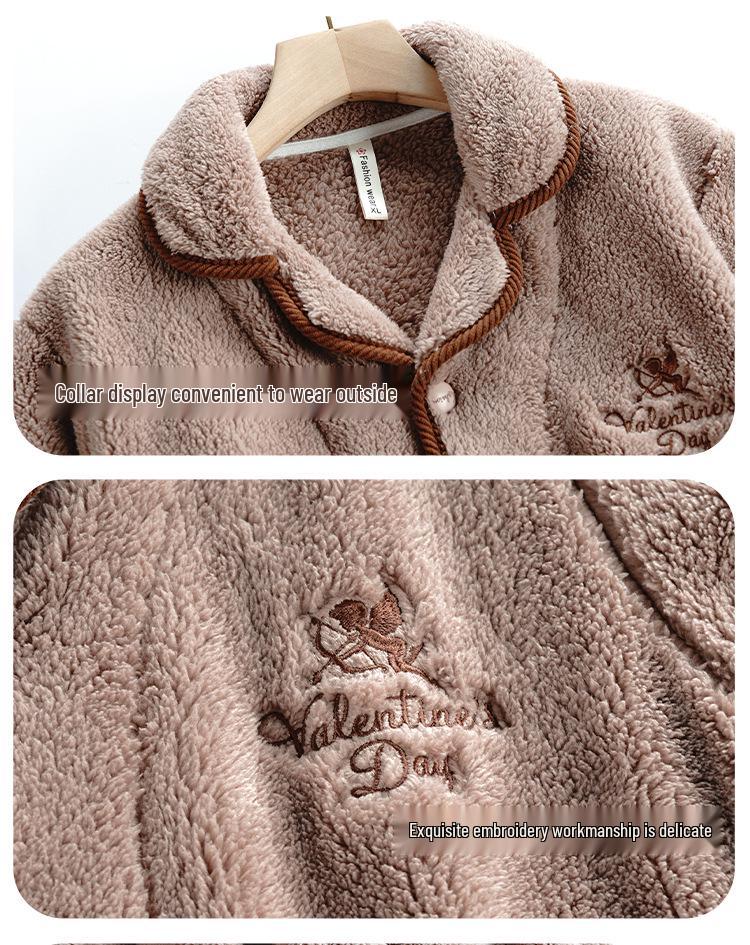 Cozy Winter Fleece Pajama Set for Couples - Thick Velvet Homewear for Women and Men