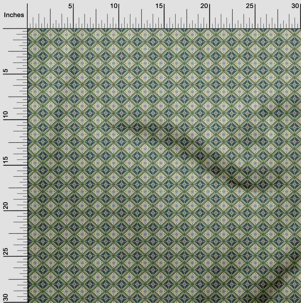 oneOone Cotton Flex Light Green Fabric Asian Kilim Sewing Material Print Fabric By The Yard 40 Inch