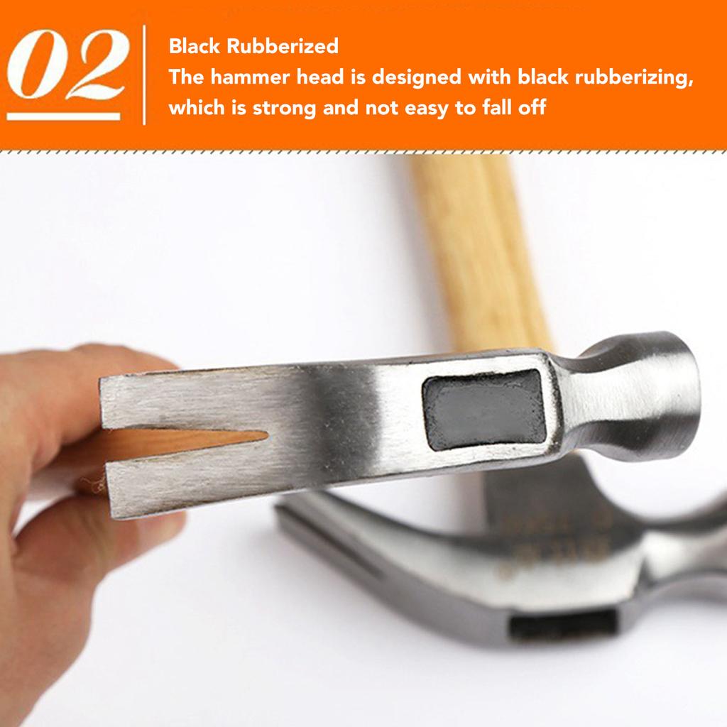 Claw Hammer Multifunctional Ergonomic Straight Handle High Carbon Steel Nailing Hammer for Woodworking
