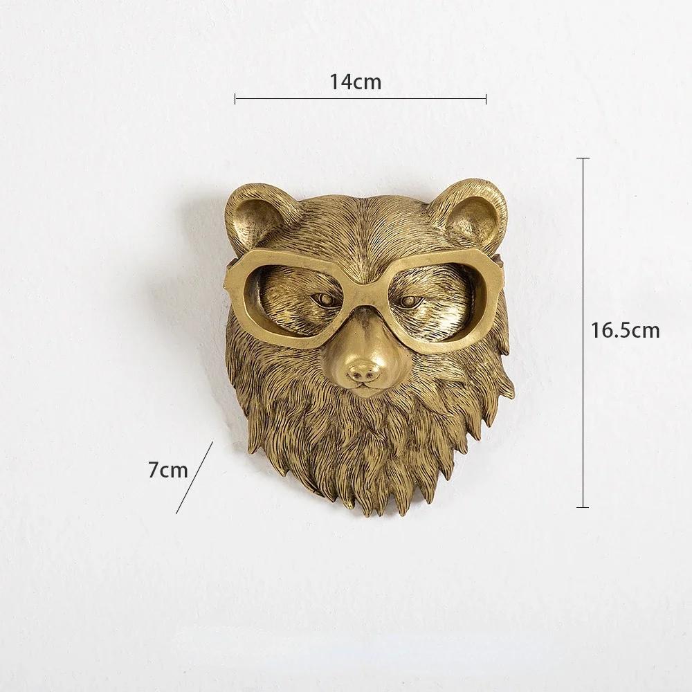 Wall Decoration Resin Imitation Copper Animal Deer Head Wall Storage Hook Wall Hanging Indoor Fireplace Office Decor Figurines