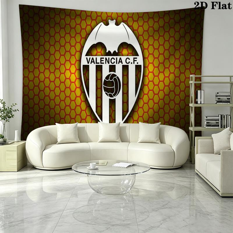 Valencia CF Logo Wall Tapestry Aesthetic Wall Hanging Printed Fabric Blanket Decorative Tapestries for Bedroom Living Room Home Decor