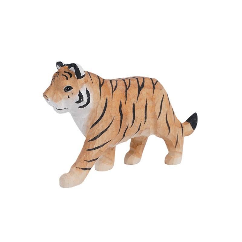 Wooden Tiger Car Ornament With Modern Minimalist Design For Office Decor