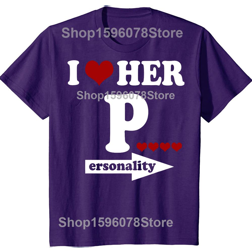 Valentines Day Couple Matching I Love Her Personality Tshirts Men Fashion Casual Tshirt 100 Cotton Loose Oversized T Shirt