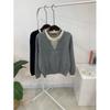 C S In The Room Sao Stripe Layered V neCk Button Long SleeVe Knit 2Color C