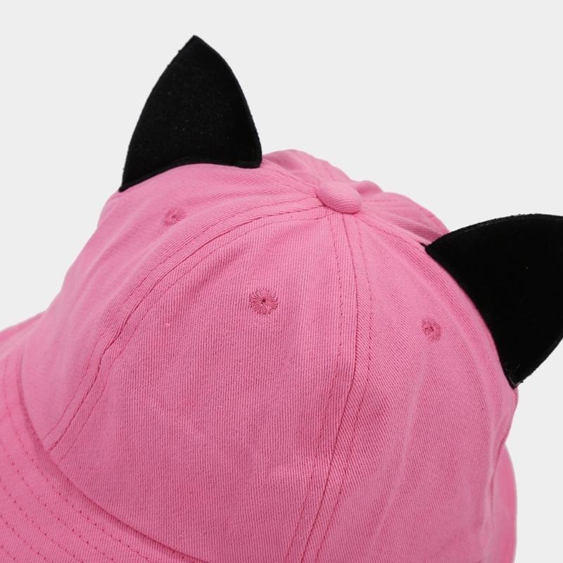 Unisex Harajuku Fischerhut Atmungsaktiver Fischerhut Sonnenhut Kätzchenohr-Dekore Sport Vintage Kätzchenohr