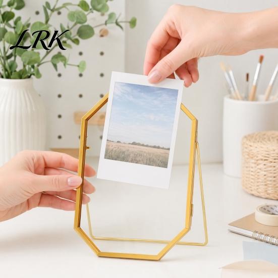 Press Footprint Frame Glass for Dried Flowers, Octagonal Metal Shadow Box with Floating Photo Clear Glass, Wall Hanging Plant Display Frame, DIY Craft