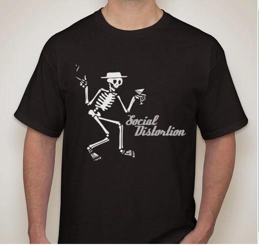 SOCIAL DISTORTION Smoking drinking skeleton Thrash Punk rock band T shirt XXXXL