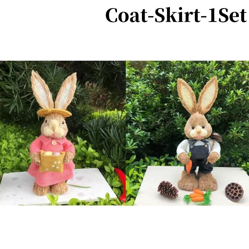1/2Pcs Realistic Handmade Easter Bunny Ornament Country Retro Party Decor Home Store Wedding Window Display Prop Gift Decoration
