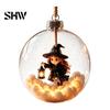 Halloween Hanging Decoration Glowing Sphere, Lighted Clear Ball Ornament, Cute Witch Seasonal Home Cat, LED for Indoor Mantel Party Decor Garden
