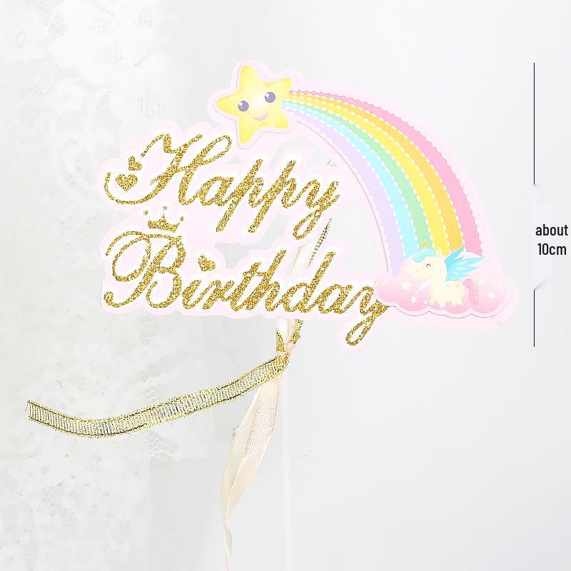 Rainbow Birthday Cake Toppers - Colorful Party Decorations & Dessert Table Accessories