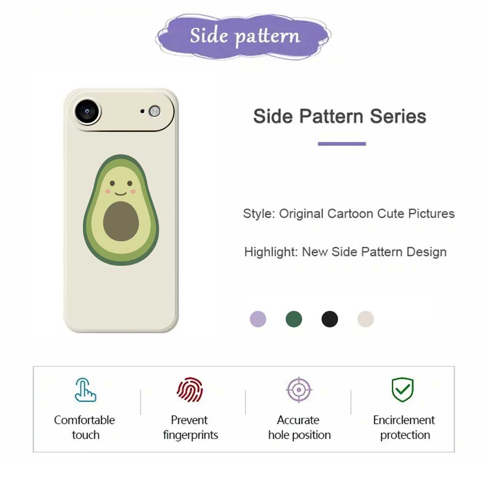 For iPhone 17 Air Case Cute Avocado Pattern Printing Straight Edge TPU Phone Back Cover