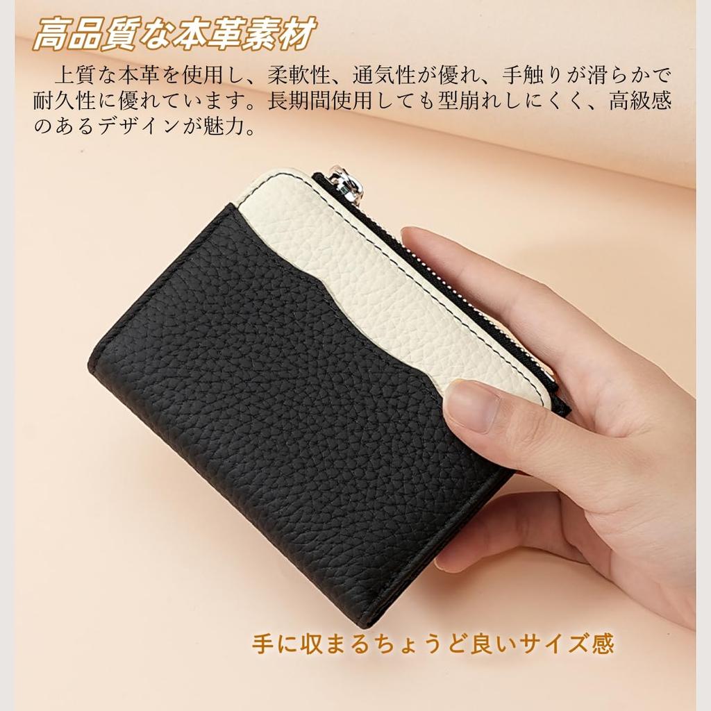 Cartera Mini Plegable para Mujer ENJHIKE, Piel de Vaca, con Ranuras para Tarjetas, Billetera Plegable para Monedas, Cuero Genuino, Gran Capacidad, Popular, Ligera,