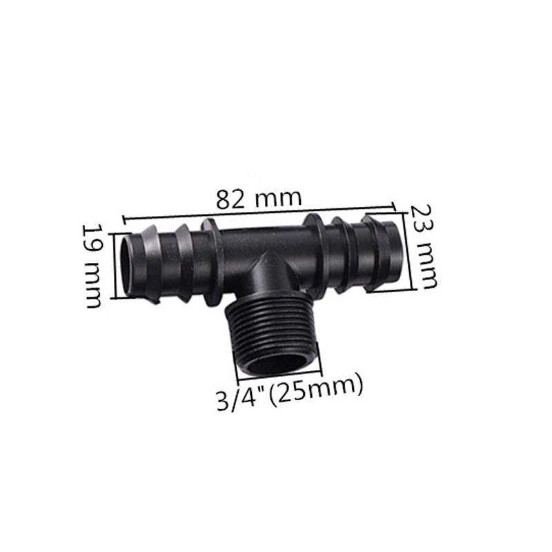 10Pcs DN25 1/2" 3/4" Male Thread PE Pipe 3-Way Elbow Straight Barb Connector Garden Pipe Hose Connector Watering System Joints