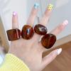 Vintage Geometric Resin Ring Lightweight Design Amber Tone Jewelry Gift Comfort Fit Retro Resin Accessory For Women Men