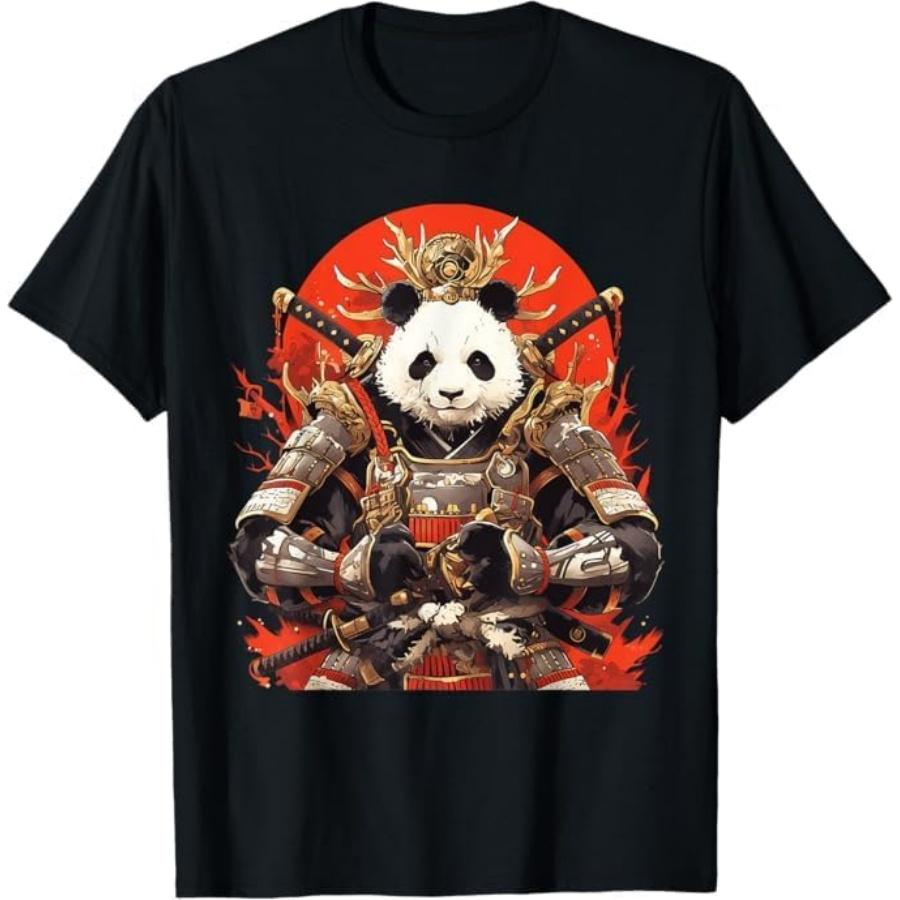 Japanese Art Panda Ninja Ukiyo-e Anime Style Samurai Panda T-Shirt BAOANH Mens Womens Tank Top Sweatshirt Hoodie Longsleeve 1104 Black S