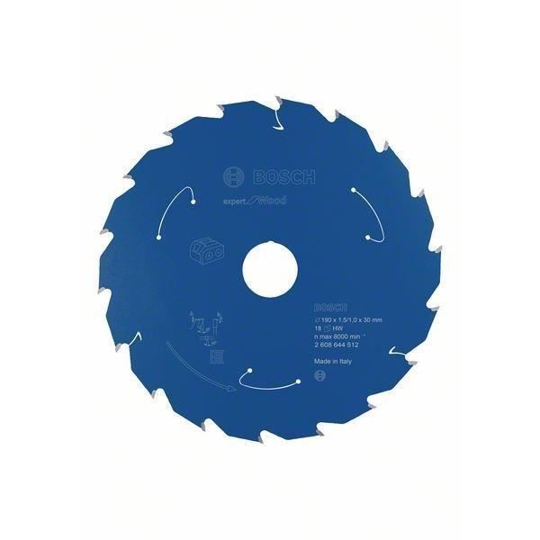 Lame de scie circulaire - Bosch - Expert for Wood - 190 x 1,5/1 x 30 mm - 18 dents - Durabilité élevée